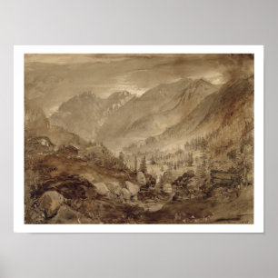 Pôster Paisagem da montanha, Macugnaga, 1845 (caneta &