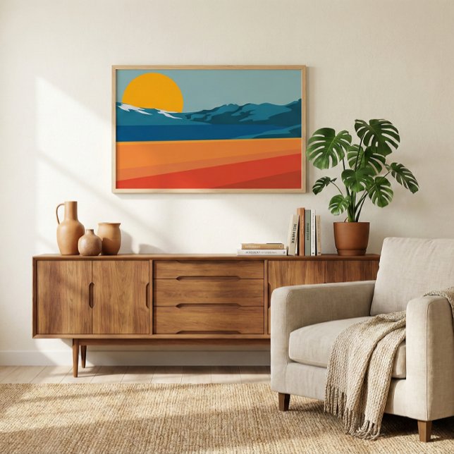 Poster Paisagem da Montanha Retroativa Ilustração Amarelo (Criador carregado)