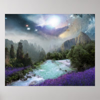 Paisagem da Natureza Mágica com Água Rubante