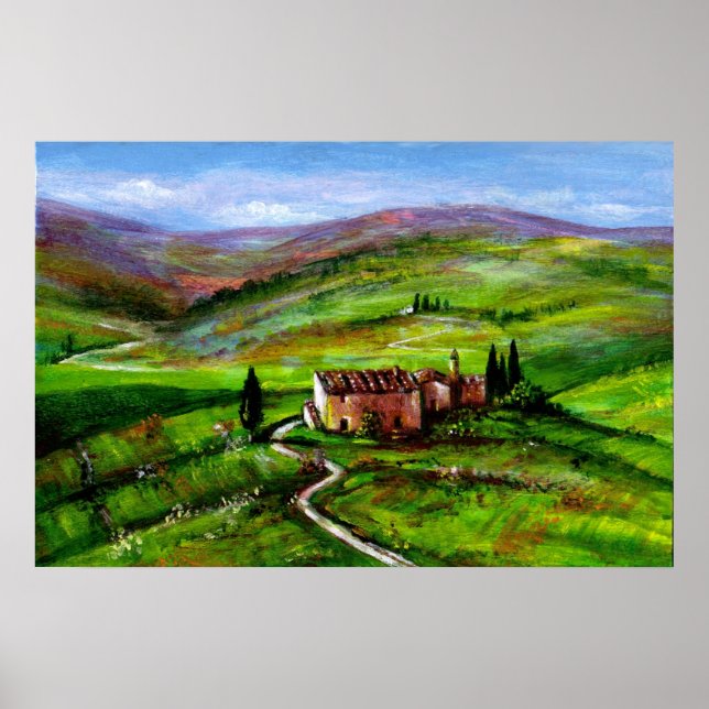 PÔSTER PAISAGEM DA TOSCANA COM COLINAS VERDES (Frente)