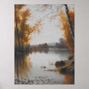 Poster Paisagem das lagoas de outono, arte de colheita, p