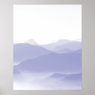 Poster Paisagem das montanhas abstrato Muito Azul Branco 
