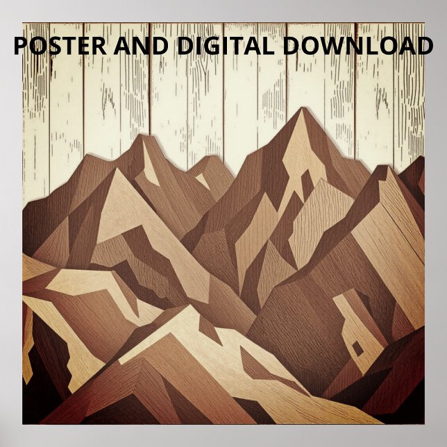 Poster Paisagem das Montanhas no Fundo Russo da Madeira (Criador carregado)