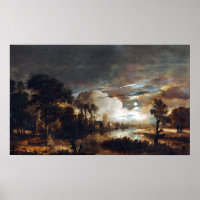 Paisagem de Aert van der Neer Moonlit