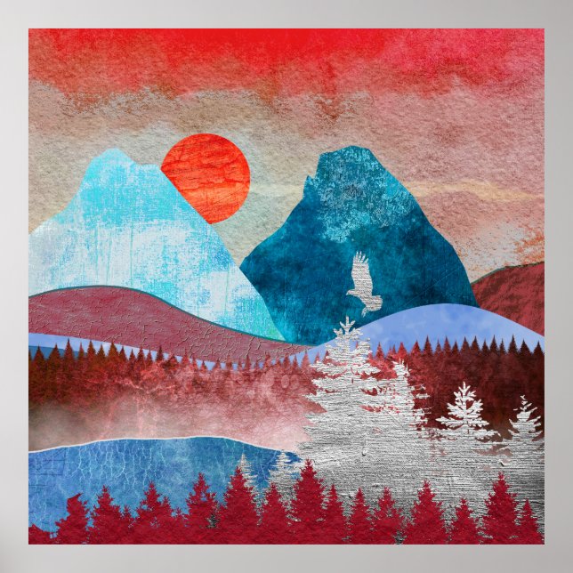 Poster Paisagem de Águia Prateada (Frente)