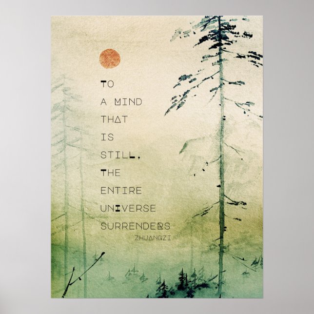 Poster Paisagem de Aquarela de Citação Zen Motivativa (Frente)