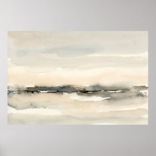 Poster Paisagem de Aquarelas Rosa-Rosa-Esbranquiçada abst