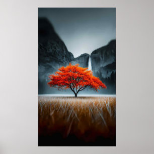Poster Paisagem de Árvore Luminosa de Outono
