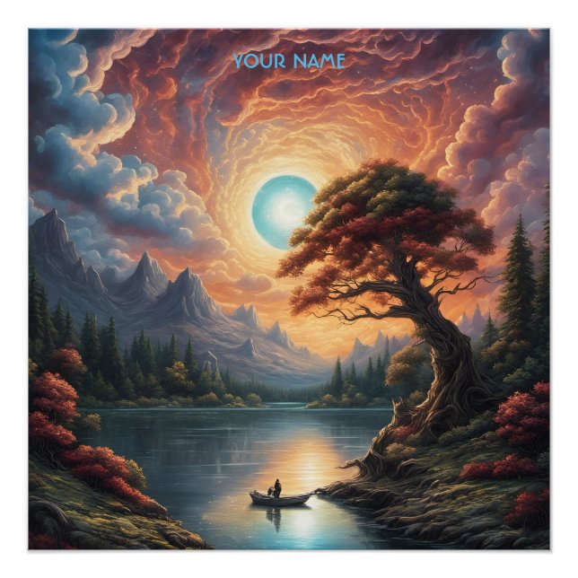 Pôster Paisagem de Árvore Romântica Fantástica