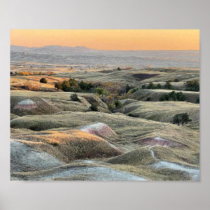 Poster Paisagem de Badlands Sunset Dakota