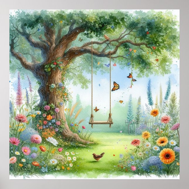 Poster Paisagem de balanço de jardim 4 (Frente)