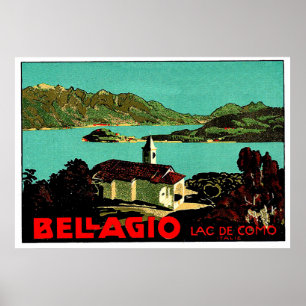 Poster Paisagem de Bellagio, Lago Como, Lombardia, Itália
