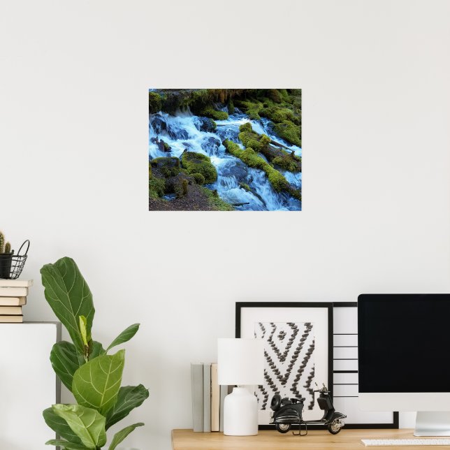 Poster Paisagem de Cachoeira na Floresta Cênica (Escritório em casa)