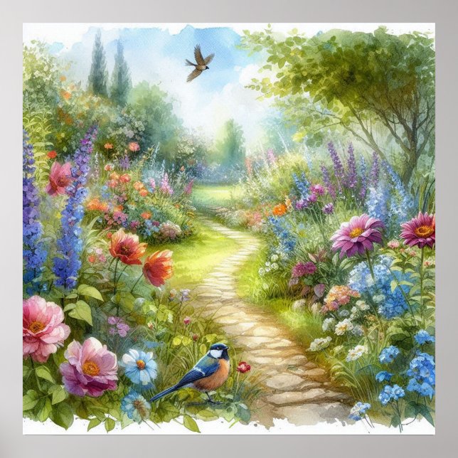 Poster Paisagem de Caminho de Jardim 4 (Frente)