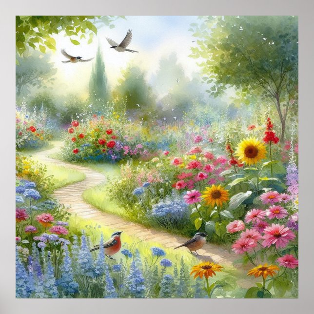 Poster Paisagem de Caminho de Jardim 5 (Frente)