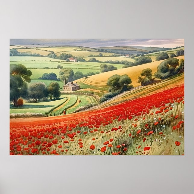 Poster Paisagem de campo de papila de verão (Frente)