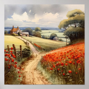 Poster Paisagem de Campo Poppy