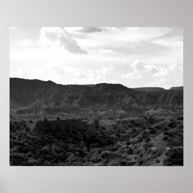 Poster Paisagem de Caprock Preto e Branco 16x20 (Frente)