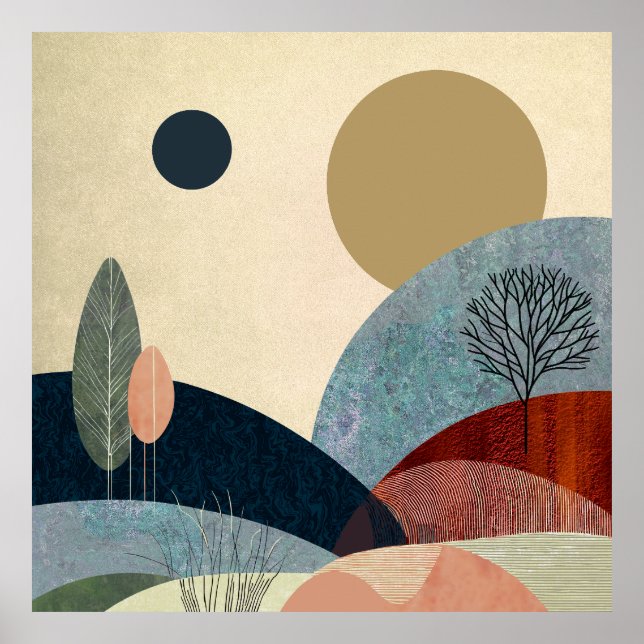 Poster Paisagem de Colinas Fantasia (Frente)