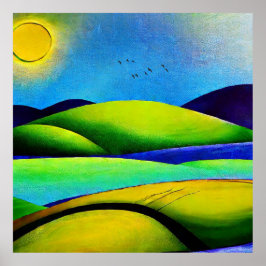 Poster Paisagem de Colinas Verdes