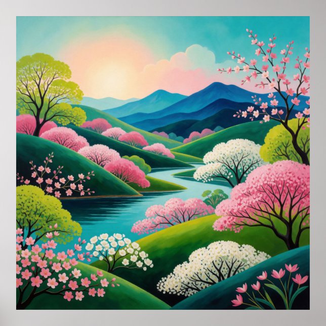 Poster Paisagem de Despertar da Primavera 🌷 (Frente)