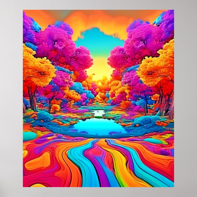 Poster Paisagem de Fantasia Colorida (Frente)