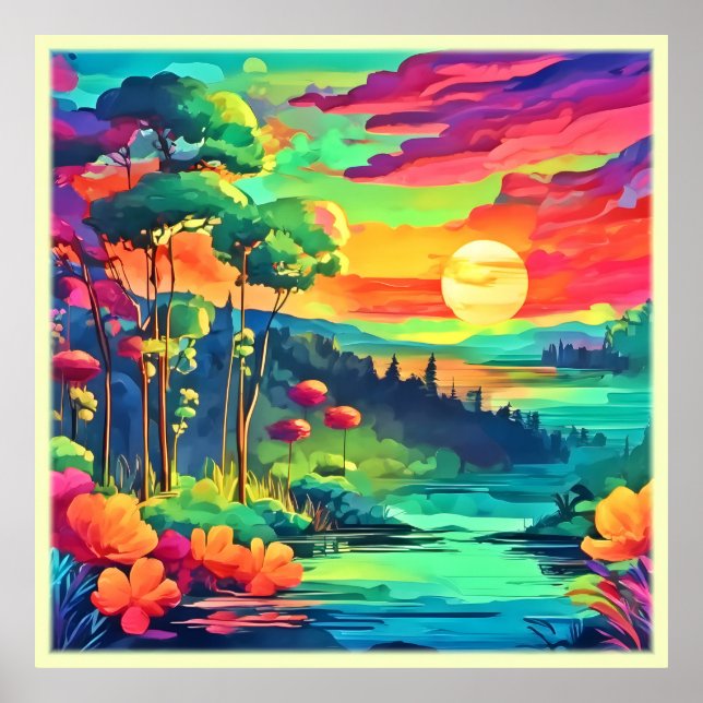 Poster Paisagem de Fantasia Sunset (Frente)