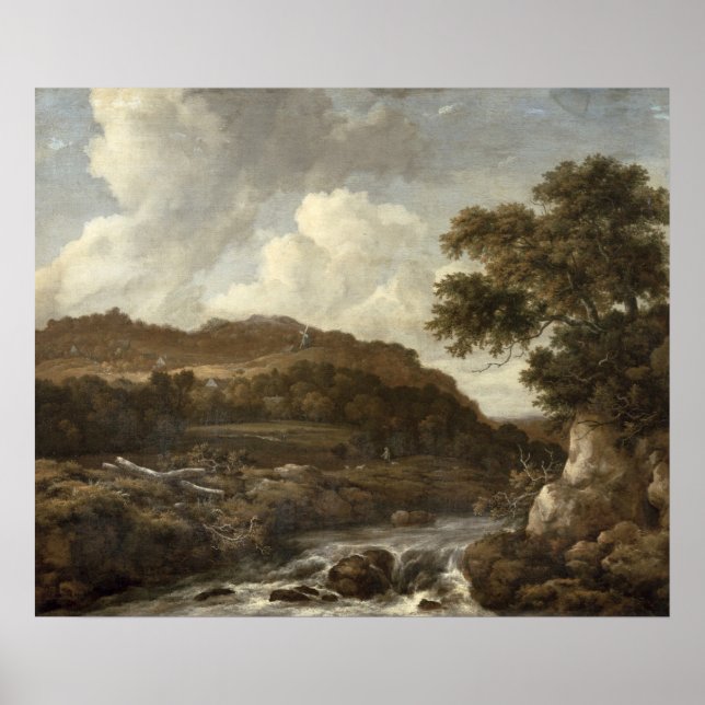 Poster Paisagem de floresta montanhosa com um tormento (Frente)