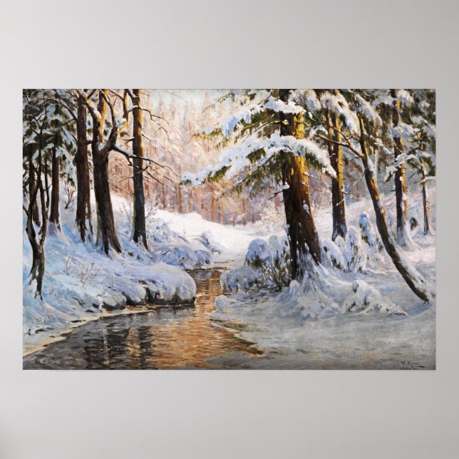 Poster Paisagem de Floresta Neve, Walter Moras (Frente)