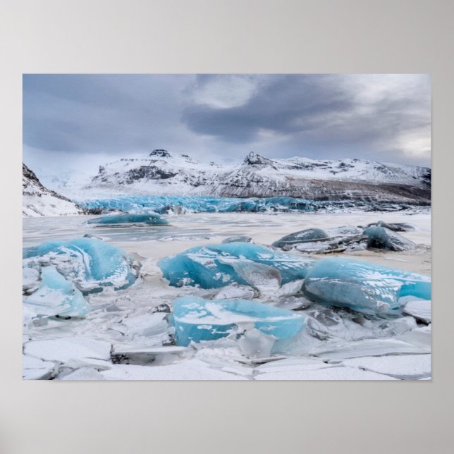 Pôster Paisagem de gelo glaciar, Islândia (Frente)