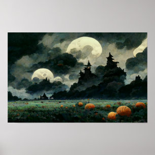 Poster Paisagem de Halloween Spooky