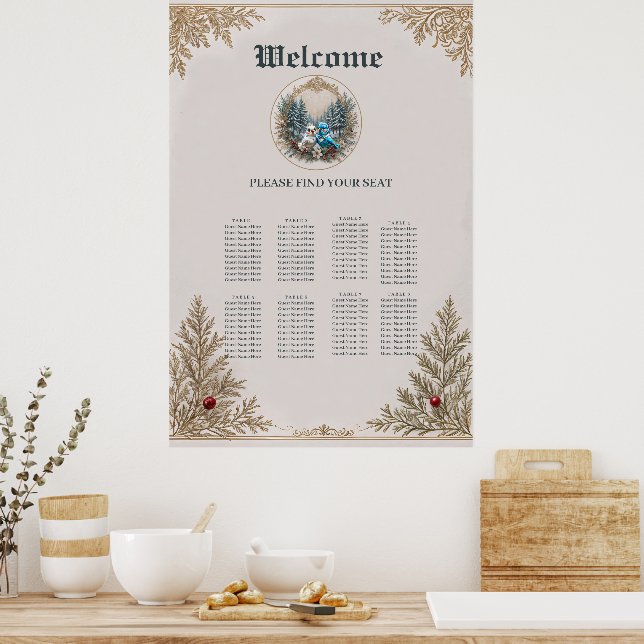 Poster Paisagem de inverno com casal de casamento de páss (Cozinha)