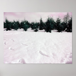 Poster Paisagem de inverno com larchas na neve