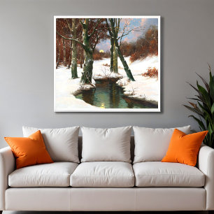 Poster Paisagem de Inverno Com Lua Nascente