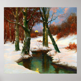 Poster Paisagem de Inverno com Lua Nascente Adolf Kaufman