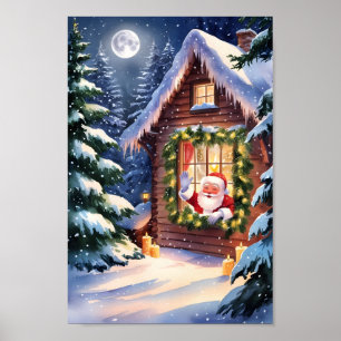 Poster Paisagem de inverno "Cozy Cottage" dos papais noei