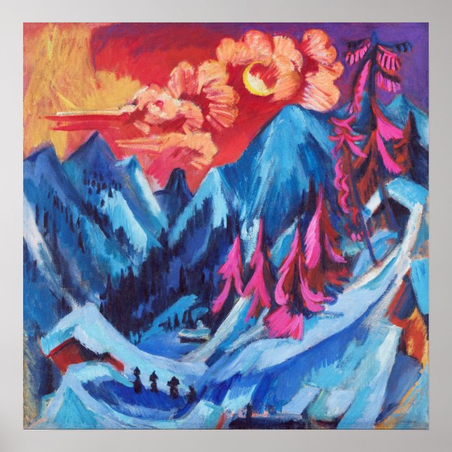 Poster Paisagem de inverno de Kirchner em Lua (Frente)