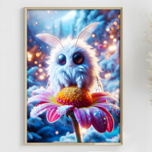 Paisagem de inverno Fluffy Cute Moth Fantasy