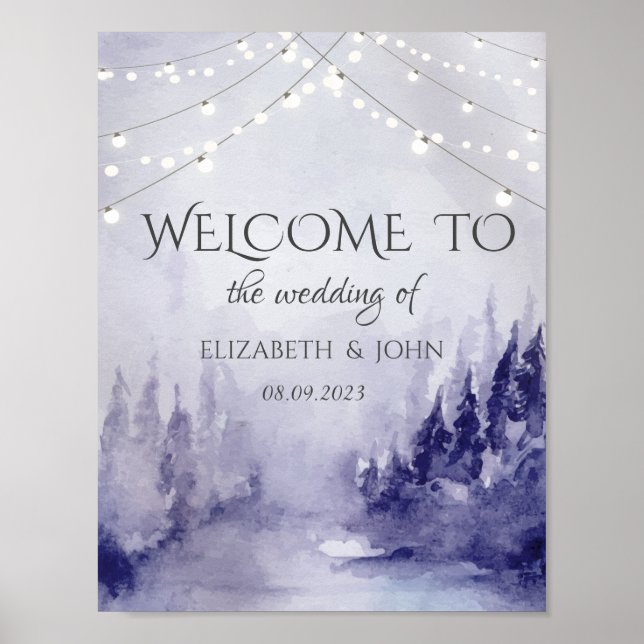Poster Paisagem de Inverno Violeta Neve (Frente)