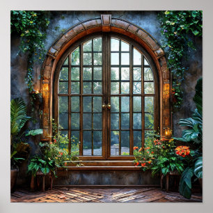 Poster paisagem de janela falsa