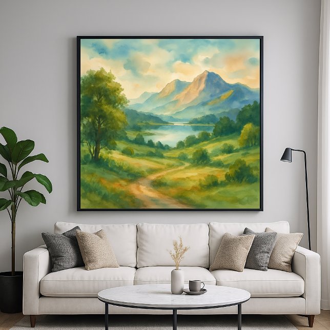 Poster Paisagem de Montanha - Arte de Estilo de Pintura e (Criador carregado)