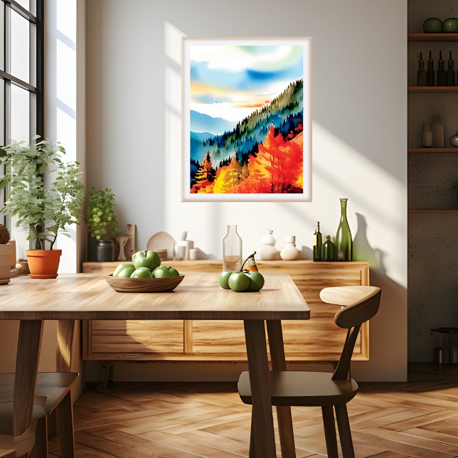 Poster Paisagem de montanha, outono inspirado (Mountain Landscape Autumn Inspired Poster)