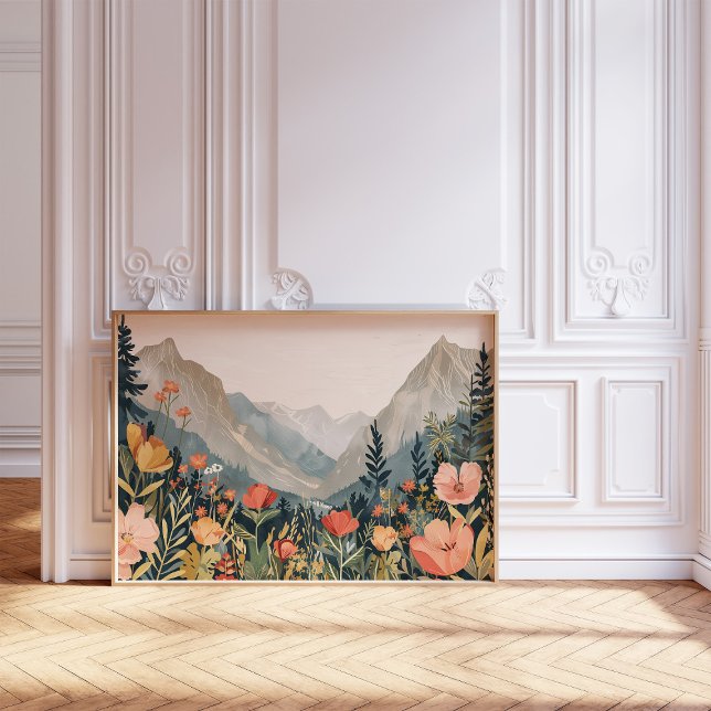 Poster Paisagem de Montanha Pintura de Flor Selvagem 20x1 (Criador carregado)