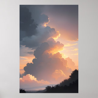 Poster Paisagem de Nuvens ao Pôr do Sol