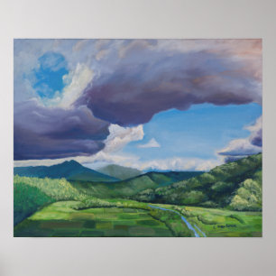 Poster Paisagem de Óleo de Taro Fields Hanalei Hawaii
