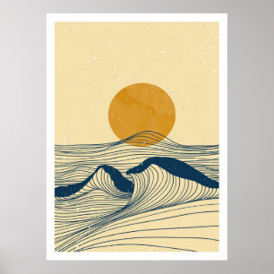 Poster Paisagem de onda do oceano