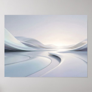 Poster Paisagem de Onda Futurista Branca Perolada