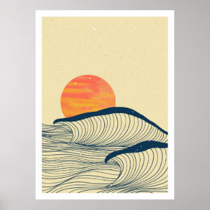 Poster Paisagem de ondas do oceano
