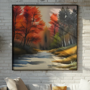 Poster Paisagem de outono de Aquarela
