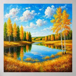 Poster Paisagem de Outono Vibrante com Árvores